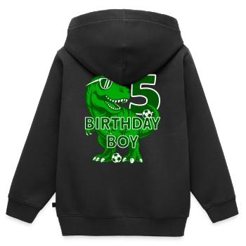 5 JAHRE BIRTHDAY BOY FUßBALL 5. GEBURTSTAG - Kinder Premium Organic Zip Hoodie - Schwarz - Hinten - AI Model Kid Male (0cm)