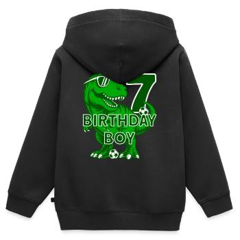 7 JAHRE BIRTHDAY BOY FUßBALL 7. GEBURTSTAG - Kinder Premium Organic Zip Hoodie - Schwarz - Hinten - AI Model Kid Male (0cm)