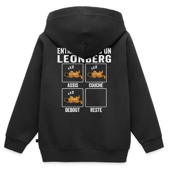 Humour Chien Leonberg - Sweat Premium à capuche zippé enfant bio - noir - Dos - AI Model Kid Male (0cm)
