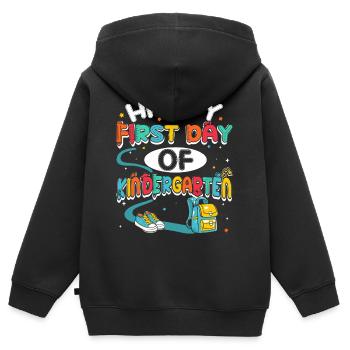 Joyeux premier jour des enfants de maternelle - Sweat Premium à capuche zippé enfant bio - noir - Dos - AI Model Kid Male (0cm)