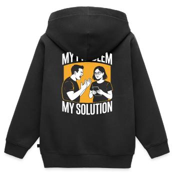 Développeur d’applications mobiles : mon problème : ma mère de pictogrammes - Sweat Premium à capuche zippé enfant bio - noir - Dos - AI Model Kid Male (0cm)