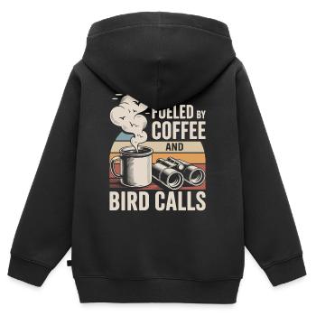 Coffee energy and bird call - Kids Premium Organic Zip-up Hoodie - black - Back - AI Model Kid Male (0cm)