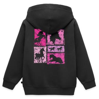 Einhorn Perspektiven – Vintage-Stil Mit Sternen - Kinder Premium Organic Zip Hoodie - Schwarz - Hinten - AI Model Kid Male (0cm)