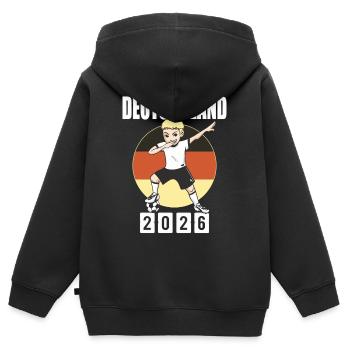 Maillot pour enfants allemands 2026 Fan de football - Sweat Premium à capuche zippé enfant bio - noir - Dos - AI Model Kid Male (0cm)
