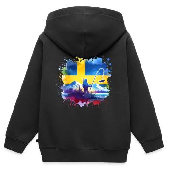 Pêcheurs de Suède - Sweat Premium à capuche zippé enfant bio - noir - Dos - AI Model Kid Male (0cm)