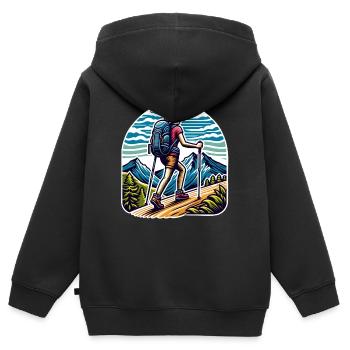 Grimpeur - Sweat Premium à capuche zippé enfant bio - noir - Dos - AI Model Kid Male (0cm)