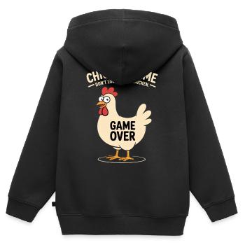 chicken game - Kids Premium Organic Zip-up Hoodie - black - Back - AI Model Kid Male (0cm)