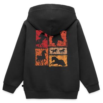 Licornes – style vintage avec des étoiles - Sweat Premium à capuche zippé enfant bio - noir - Dos - AI Model Kid Male (0cm)