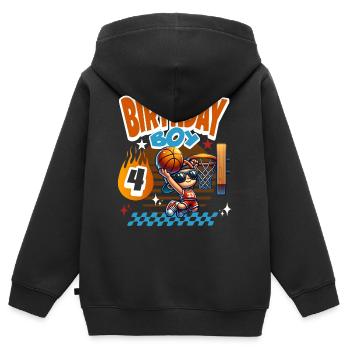 Cadeau de basket pour le 4e anniversaire - Sweat Premium à capuche zippé enfant bio - noir - Dos - AI Model Kid Male (0cm)