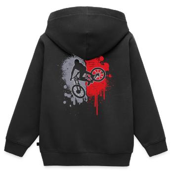 Downhill Mountainbike Biker Farbklecks MTB Jungen - Kinder Premium Organic Zip Hoodie - Schwarz - Hinten - AI Model Kid Male (0cm)