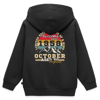 October 1958 Vintage Retro Birthday Gift - Kids Premium Organic Zip-up Hoodie - black - Back - AI Model Kid Male (0cm)