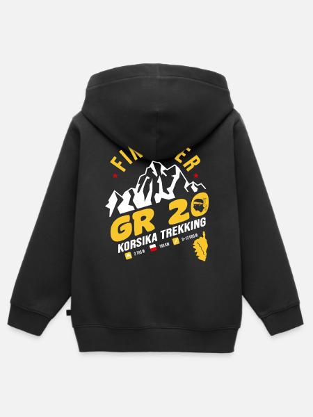 GR20 Corsica Trekking Hike T-Shirt - Sweat Premium à capuche zippé enfant bio - noir
