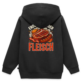 Endlich Wieder Fleisch Grillen BBQ Steak Wurst - Kinder Premium Organic Zip Hoodie - Schwarz - Hinten - AI Model Kid Male (0cm)