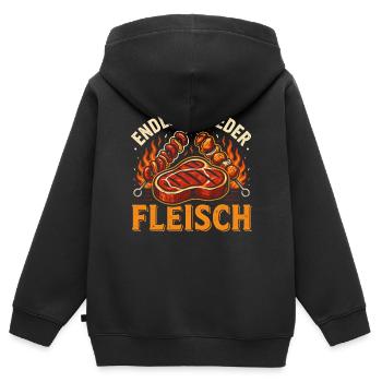 Endlich Wieder Fleisch Grillen Steak BBQ - Kinder Premium Organic Zip Hoodie - Schwarz - Hinten - AI Model Kid Male (0cm)