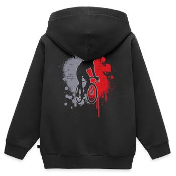 Cycliste de route Éclaboussure de couleur Vélo de route masculin - Sweat Premium à capuche zippé enfant bio - noir - Dos - AI Model Kid Male (0cm)