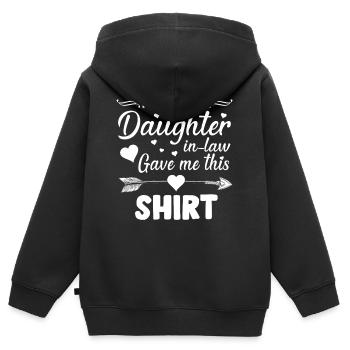 Ma belle-fille préférée m’a acheté cette chemise - Sweat Premium à capuche zippé enfant bio - noir - Dos - AI Model Kid Male (0cm)
