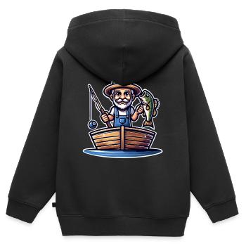 Pêcheur - Sweat Premium à capuche zippé enfant bio - noir - Dos - AI Model Kid Male (0cm)