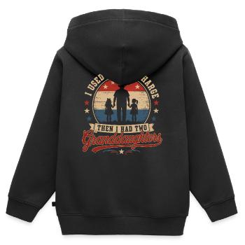 Opa Humor 2 Enkelinnen | Retro - Kinder Premium Organic Zip Hoodie - Schwarz - Hinten - AI Model Kid Male (0cm)