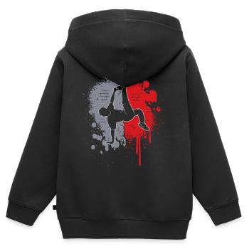 Breakdancing Breakdancer Farbklecks Breakdance - Sweat Premium à capuche zippé enfant bio - noir - Dos - AI Model Kid Male (0cm)