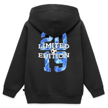 7E ANNIVERSAIRE FOOTBALL 2019 ÉDITION LIMITÉE - Sweat Premium à capuche zippé enfant bio - noir - Dos - AI Model Kid Male (0cm)