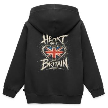 Heart Set On Britain UK Flag Grunge Graphic - Kids Premium Organic Zip-up Hoodie - black - Back - AI Model Kid Male (0cm)