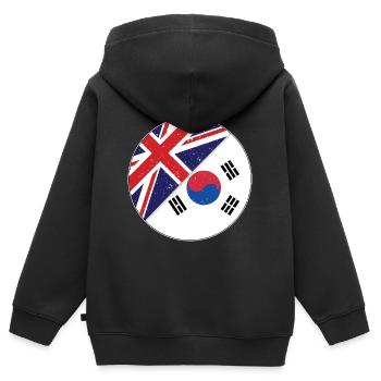 Korea - Kinder Premium Organic Zip Hoodie - Schwarz - Hinten - AI Model Kid Male (0cm)