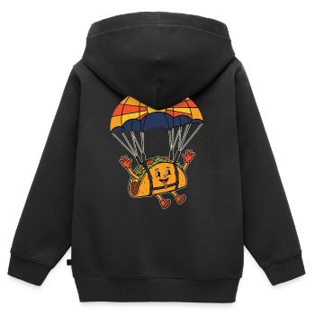 Parachute Taco Parachutiste - Sweat Premium à capuche zippé enfant bio - noir - Dos - AI Model Kid Male (0cm)