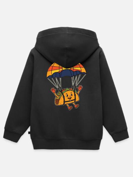 Taco Fallschirm Skydiving - Kinder Premium Organic Zip Hoodie - Schwarz