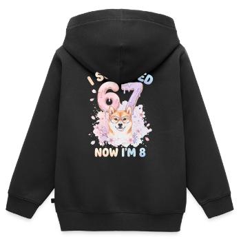 Anniversaire de Corgi 8 J’ai survécu à 67 ans - Sweat Premium à capuche zippé enfant bio - noir - Dos - AI Model Kid Male (0cm)