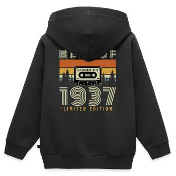 90 Years 1937 Vintage Retro Birthday Gift - Kids Premium Organic Zip-up Hoodie - black - Back - AI Model Kid Male (0cm)