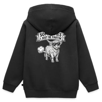 Parfois, je suis juste un pet - Sweat Premium à capuche zippé enfant bio - noir - Dos - AI Model Kid Male (0cm)