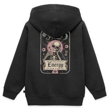 Carte squelette d’énergie Micro Influenceur - Sweat Premium à capuche zippé enfant bio - noir - Dos - AI Model Kid Male (0cm)