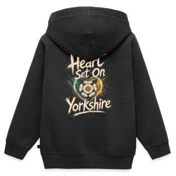 Heart Set On Yorkshire - Kids Premium Organic Zip-up Hoodie - black - Back - AI Model Kid Male (0cm)