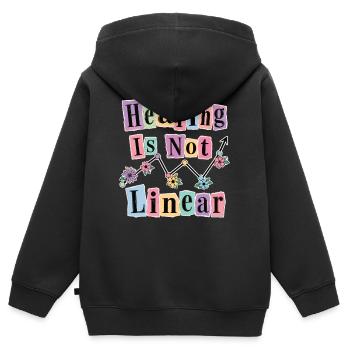 Die Heilung psychischer Gesundheit ist nicht linear - Kinder Premium Organic Zip Hoodie - Schwarz - Hinten - AI Model Kid Male (0cm)