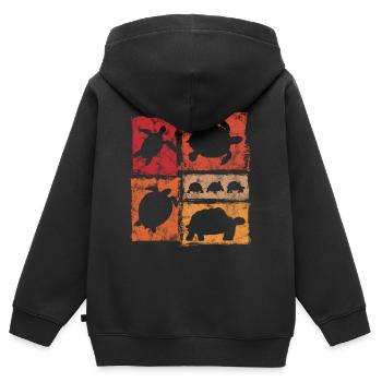 Silhouettes de tortues dans le style vintage - Sweat Premium à capuche zippé enfant bio - noir - Dos - AI Model Kid Male (0cm)