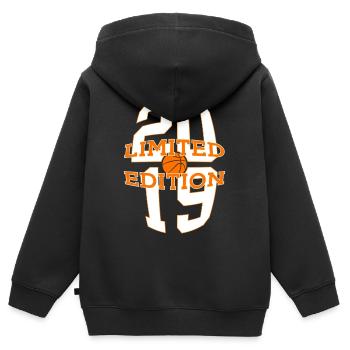 7E ANNIVERSAIRE BASKETBALL 2019 ÉDITION LIMITÉE - Sweat Premium à capuche zippé enfant bio - noir - Dos - AI Model Kid Male (0cm)