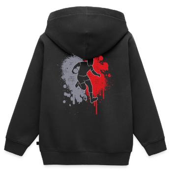 Rugbyspieler Farbklecks Kinder Herren Jungen Rugby - Kinder Premium Organic Zip Hoodie - Schwarz - Hinten - AI Model Kid Male (0cm)