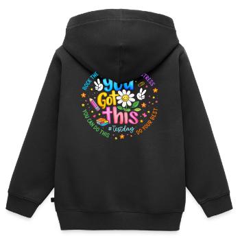 You Can Do It Review | School motivation - Kids Premium Organic Zip-up Hoodie - black - Back - AI Model Kid Male (0cm)