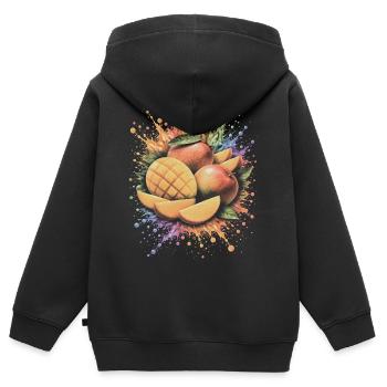 Multicolor Tropical Mango Splash Art - Kids Premium Organic Zip-up Hoodie - black - Back - AI Model Kid Male (0cm)