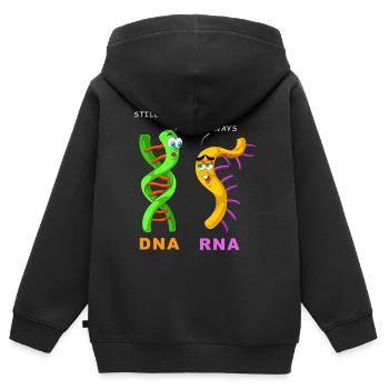 ADN ARN toujours célibataire : drôle de science et de biologie - Sweat Premium à capuche zippé enfant bio - noir - Dos - AI Model Kid Male (0cm)