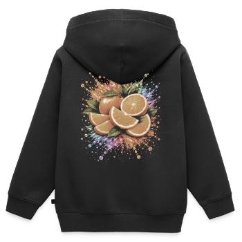 Orange Agrume Multicolore Splash Art - Sweat Premium à capuche zippé enfant bio - noir - Dos - AI Model Kid Male (0cm)