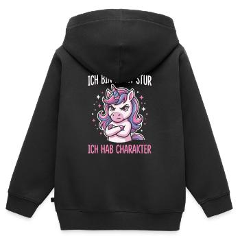 Ich bin nicht stur ich hab Charakter - Kinder Premium Organic Zip Hoodie - Schwarz - Hinten - AI Model Kid Male (0cm)