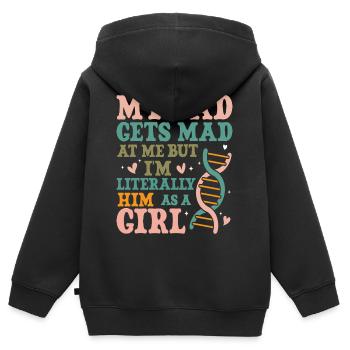father daughter relationship family humor dad - Kids Premium Organic Zip-up Hoodie - black - Back - AI Model Kid Male (0cm)