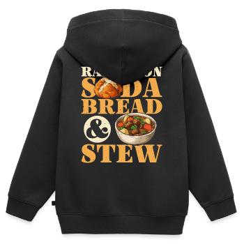 Ireland, j’ai grandi avec du pain de soda et du ragoût, - Sweat Premium à capuche zippé enfant bio - noir - Dos - AI Model Kid Male (0cm)