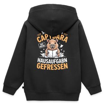 Capybara Hausaufgaben - Kinder Premium Organic Zip Hoodie - Schwarz - Hinten - AI Model Kid Male (0cm)