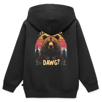 Retro Bear Sunset Dawg - Sweat Premium à capuche zippé enfant bio - noir - Dos - AI Model Kid Male (0cm)