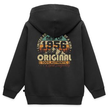 Anniversaire rétro vintage vintage original de 1956 - Sweat Premium à capuche zippé enfant bio - noir - Dos - AI Model Kid Male (0cm)