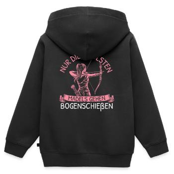 Die coolsten Mädels gehen Bogenschießen - Kinder Premium Organic Zip Hoodie - Schwarz - Hinten - AI Model Kid Male (0cm)