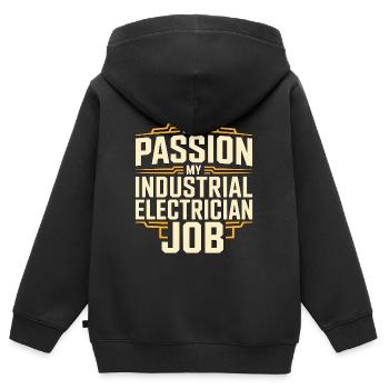 Électricien industriel Ma passion Ma maintenance - Sweat Premium à capuche zippé enfant bio - noir - Dos - AI Model Kid Male (0cm)