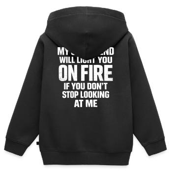 Humorvolles Paar Freundin eifersüchtig lustiges Geschenk - Kinder Premium Organic Zip Hoodie - Schwarz - Hinten - AI Model Kid Male (0cm)